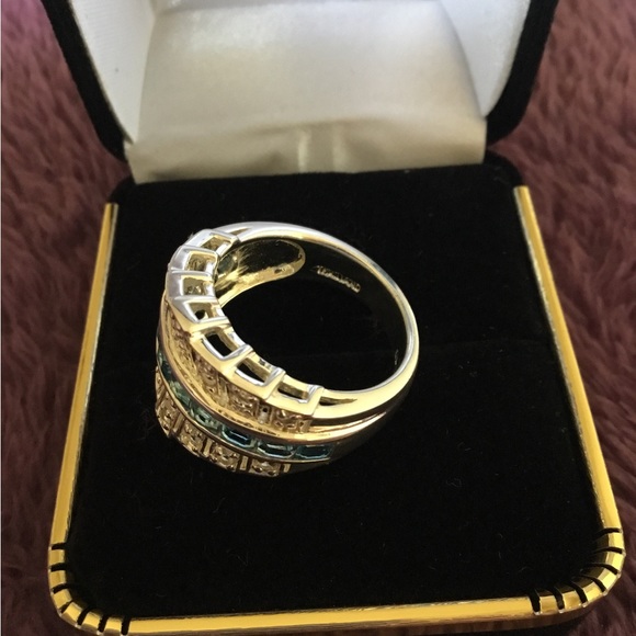 BRAND NEW BOLD Natural Diamond & Blue Sapphires Band Ring-7 - Picture 10 of 16